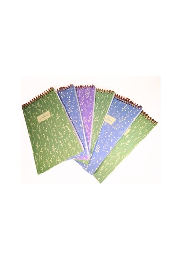 Keskin 10 19 80 Yaprak Çizgili Karton Kapak Spiralli Pastel Flora Defter 6lı Set