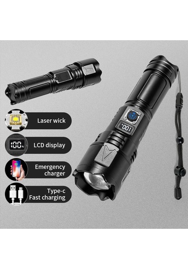 Cbtx A03 Dış Mekan Su Geçirmez El Feneri 30w Taşınabilir Lcd Ekranlı El Feneri Kayışlı