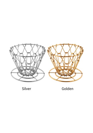 Xiyyadms Paslanmaz Çelik Kahve Filtre Tutucu - Gümüş Renk, 10x7cm Boyut, Katlanabilir Tasarım Gümüş