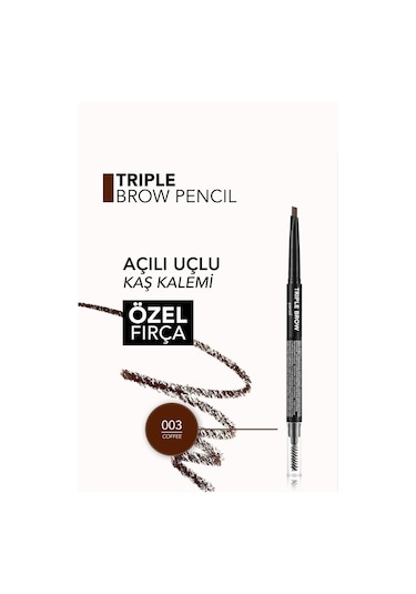 Flormar Triple Brow Kaş Pudrası ve Fırça İçeren Kaş Kalemi 003 Coffee