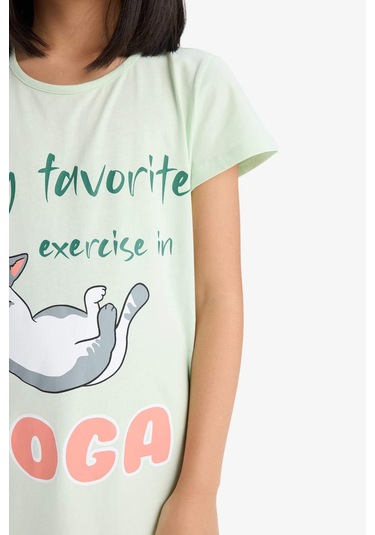 DeFacto Kız Çocuk Baskılı Kısa Kollu Elbise E6228A825SMTR345 Turkuaz