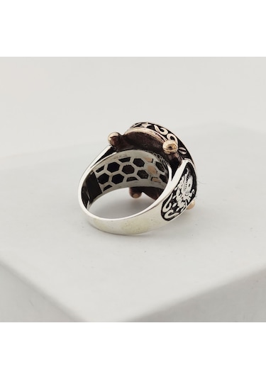 Fkgümüş 925 Ayar Gümüş Osmanlı Devlet Armalı Elif Erkek Yüzük