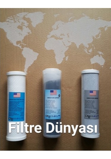 Filtre Dünyası Aura Cebilon Usa Çift Karbonlu Su Arıtma Filtresi Takım 4Lü Set