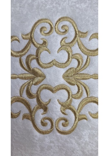 Laura Kadife Gold Nakışlı Hurç Büyük Boy 60x40x20 Cm Söz Çeyizlik Nişan Düğün Gelin Bohçası Beyaz