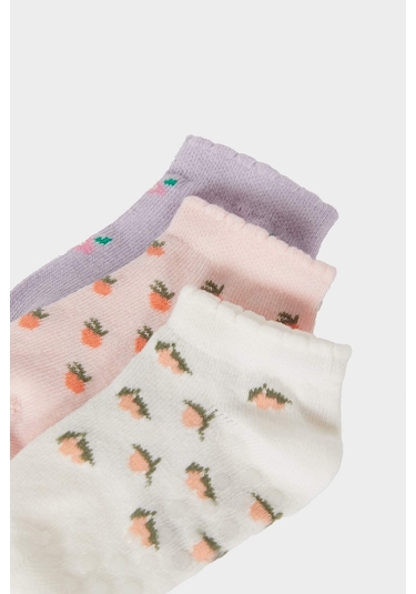 DeFacto Kız Bebek Kaydırmaz Taban 3'lü Pamuklu Patik Çorap E4953A5NSKR1 Çok Renkli