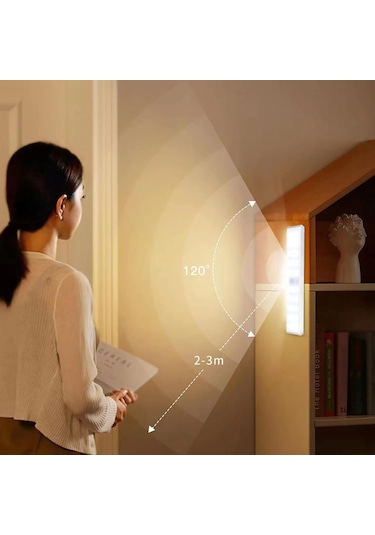 30 Led Hareket Sensörlü 20 Cm Dolap İçi Mutfak Koridor Merdiven Aydınlatma Işığı Led Işık Çok Renkli