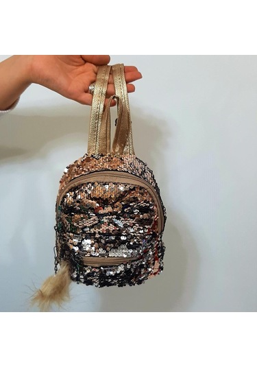 Fiyra Crn Dore Altın Pullu Kız Çocuk Sırt Çantası 16cmx20cmx10cm Altın