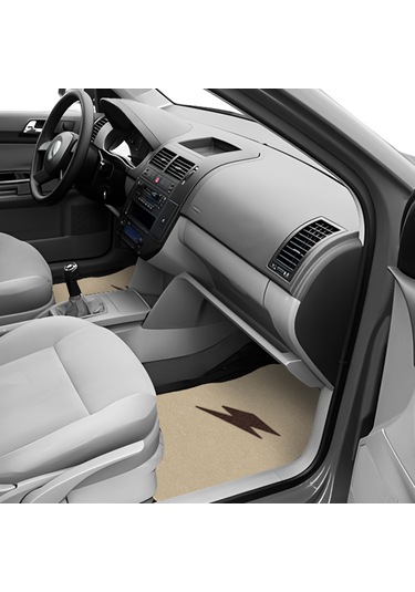 Kahverengi Şimşek Nakış Desenli 5'li Oto Halı Paspas Seti Ön Arka Uyumlu Araç Oto Halı Paspas