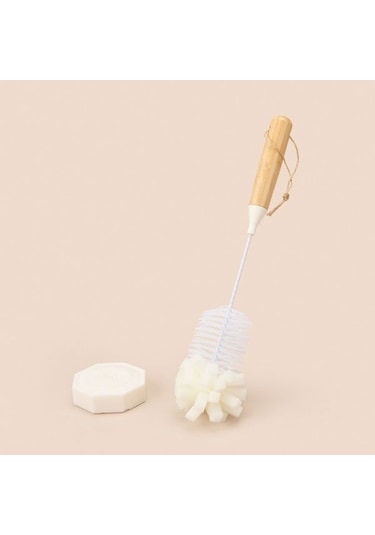 Kpm Bambu Saplı Matara Fırçası - Beyaz - 31,5 Cm