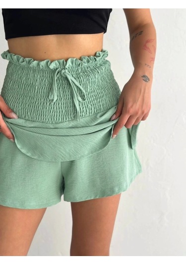 Defymoda Ayrobin Şortlu Etek - Su Yeşili Su Yeşili