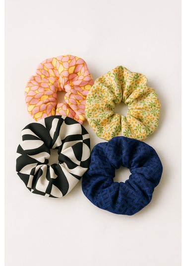 4'lü Lastikli Kumaş Simit Saç Tokası Simit Toka