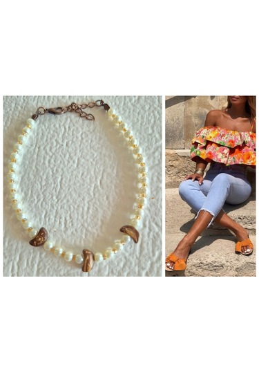 İncil Ve Ud Ağaçlı Doğal Boncuklu Bayan Halhal