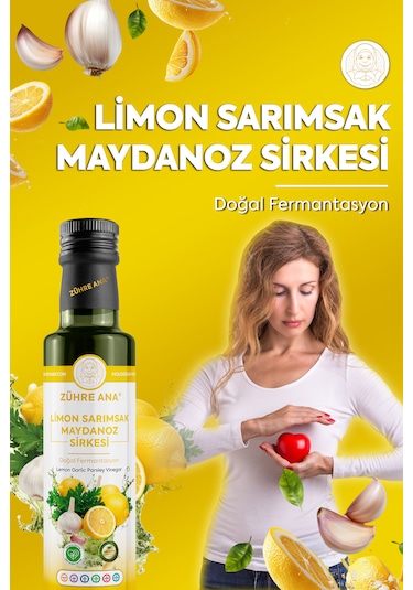 Limon Sarımsak Maydanoz Sirkesi Doğal Fermantasyon Lemon Garlic Parsley Vinegar 500 Ml