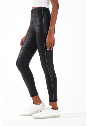 Varak Baskılı Tayt Siyah