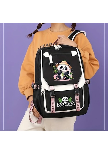 Dream011 Moda Yaratıcı Pembe Panda Desenli Tip A Sırt Çantası Büyük Kapasiteli Ayarlanabilir Askılı Günlük Kullanım İş Ve Seyahat İçin İdeal Pembe