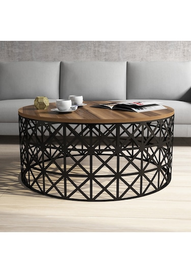 Selin Metal Ferforje Orta Sehpa - Ceviz