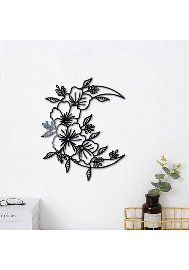 Ayna Duvar Sticker Ay Çiçek Sticker Black S Black S Diğer