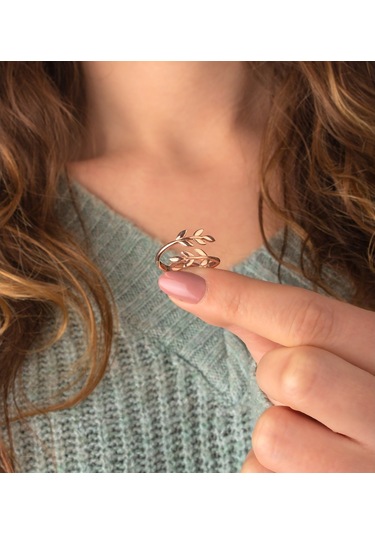 Barışın Sembolü Gümüş Zeytin Dalı Yüzük - 518659931