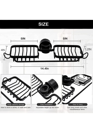 Teltree "paslanmaz Çelik Musluk Sünger Askısı - Banyo & Mutfak Organizatörü" Siyah