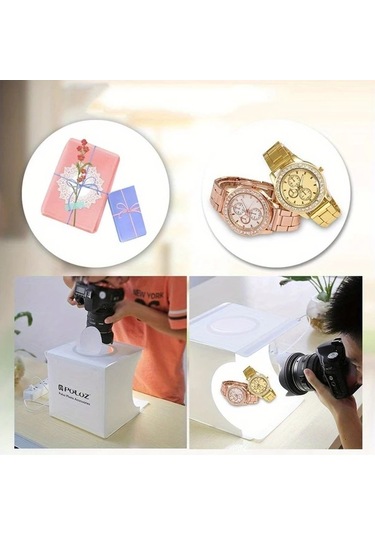 Willowhaven Beyaz 20 Led Mini Portatif Fotoğraf Stüdyosu 6 Renk Fon İle Ürün Çekimleri Beyaz