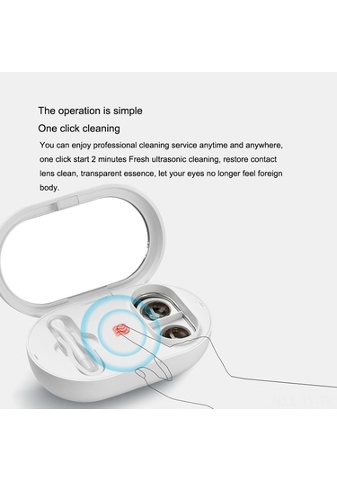 Teltree Beyaz Eraclean Kontakt Lens Temizleyici - 56000hz Ultrasonik Titreşim, 2 Dakika Otomatik Temizleme, Taşınabilir Ipx7 Su Geçirmez Kutusu