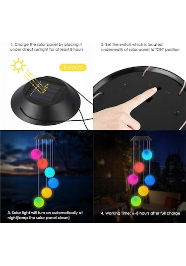 Jms Yaratıcı Led Güneş Rüzgar Ahenge Asılı Işık Renk Değiştirme Su Geçirmez Dekorasyon Ball Light Diğer