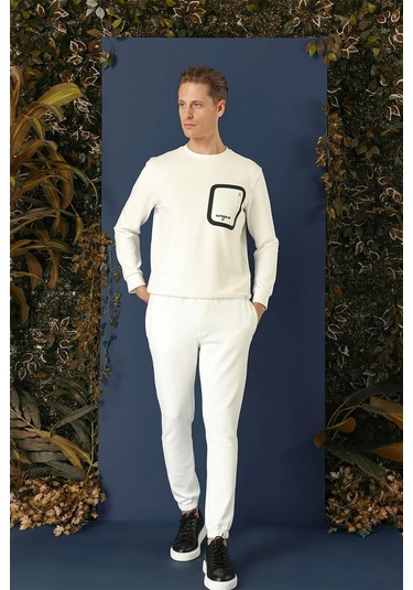 Ts 874 Slim Fit Ekru Spor T-shirt Ekru