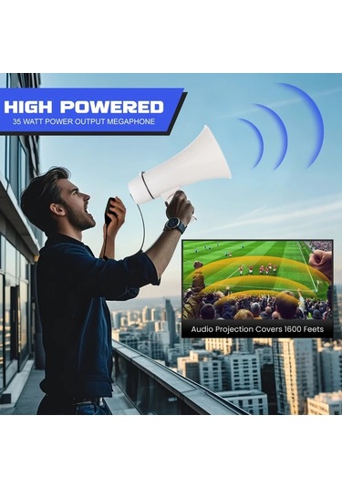 Willowhaven Lm Beyaz 35w Taşınabilir Pa Hoparlör Siren Usb Kayıt Spor Ve Açık Hava