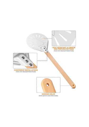 Çıkarılabilir Tek Parça Ahşap Saplı Delikli Yuvarlak Spatula Diğer