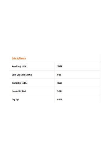 Jh721 S Siyah Gu10 Duylu Sabit Kare Spot