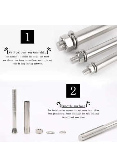 Genişletme Cıvataları, Ankraj Cıvataları, 6 Adet Genişletme Vidası Cıvataları M6304 Paslanmaz Çelik Harici Altıgen Somun 1