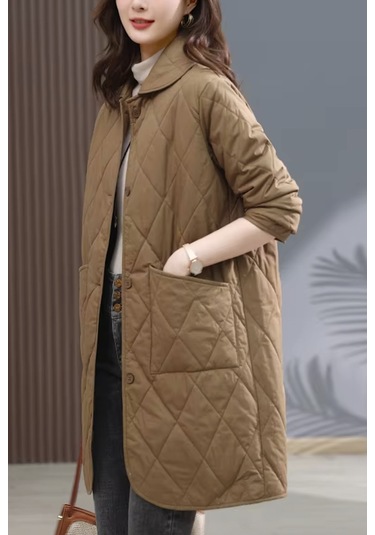 H2.kahve..kadın Vintage Uzun Ceket Kahverengi