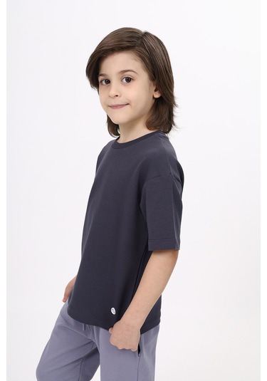 Toontoy Unisex Çocuk Baskılı Tişört Füme