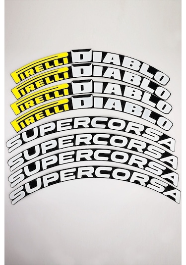 Motosiklet 3d Lastik Yazısı Pirelli Diablo Supercorsa Sarı Alman Yapıştırıcı