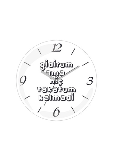 Karadeniz Gidirum Ama Hiç Takatum Kalmadi Çap 30 Bombeli Gerçek Cam Duvar Saati Siyah