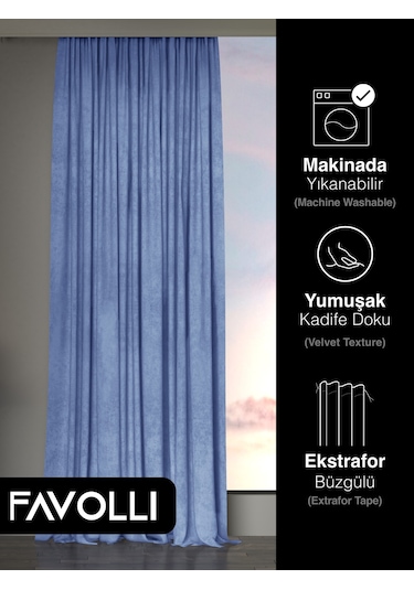 Kadife Dokulu Lavanta Rengi Ada Fon Perde Ekstrafor Büzgülü Dream Series Lavanta