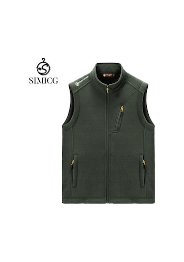 Erkek Kalınlaştırılmış Polar Kolsuz Yelek Yeşil