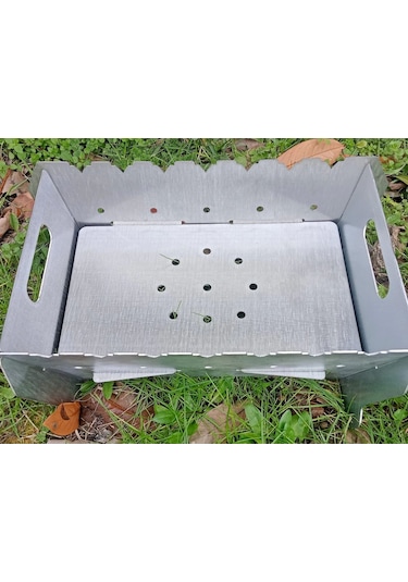 Lazer Tamamı Paslanmaz Çelik Mangal Portatif Pratik Katlanabilir 41x25 Cm Çok Renkli