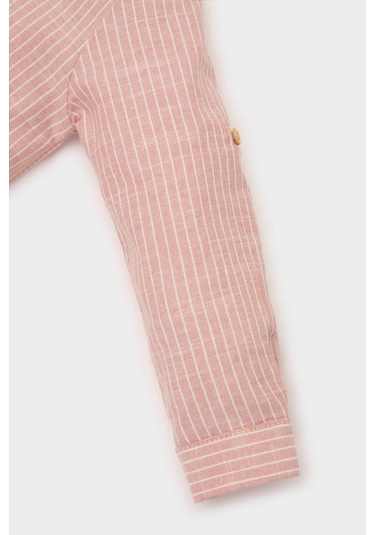 DeFacto Erkek Bebek Flamlı Poplin Uzun Kollu Çizgili Gömlek E5316A525SPBR136 Bordo