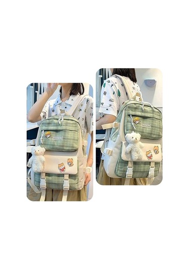 Willowhaven 5 Adet Kawaii Sırt Çantası Kızlar İçin Estetik Set Yeşil