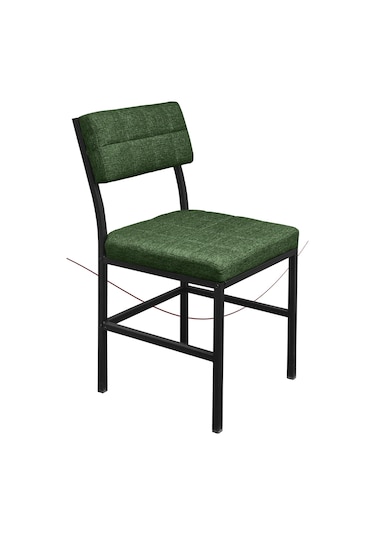 Nemeron İkon Mutfak Sandalyesi Keten Kumaş Metal Sandalye Silinebilir Kafe Salon Sandalyesi - Yeşil Yeşil