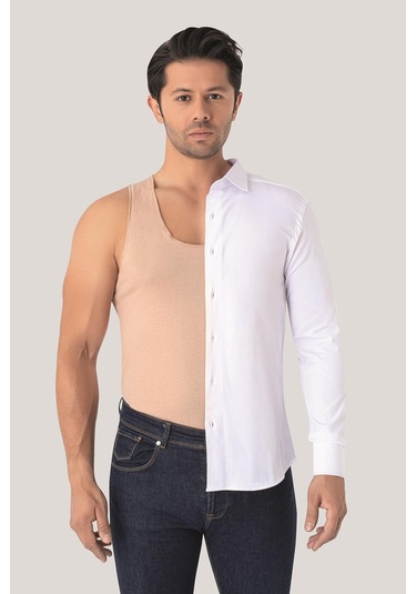 Erkek Ten Rengi Görünmez Atlet 2'li Dikişsiz %100 Pamuklu Hayalet Atlet Ten