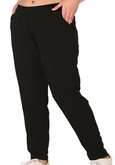 Trendhill Kadın Siyah İki İplik Büyük Beden Eşofman Altı Edy5610b Siyah