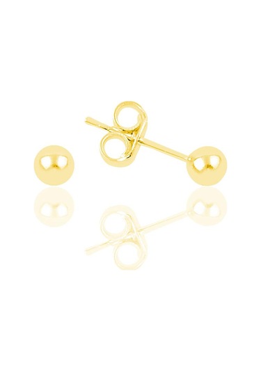 Gümüş 4 Mm Altın Rengi Top Küpe