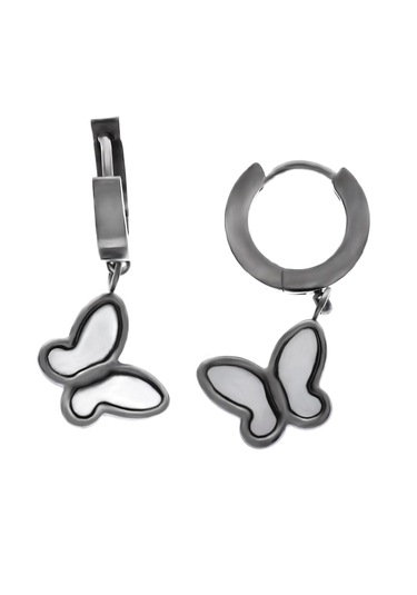 Kadın Kelebek Model Silver Renk Çelik Küpe