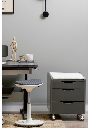 Creo Mobili Çekmeceli Tekerlekli Sirius Keson Oturulabilir Ofis, Ev Komodini Antrasit/beyaz