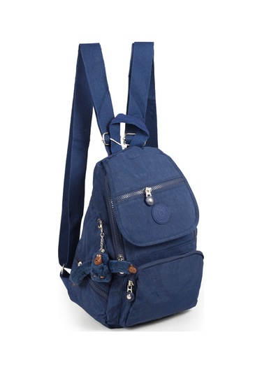 Küçük Boy Krinkıl/klinkır Su Geçirmez Uzun Askılı Çok Gözlü Günlük Kadın Sırt Çantası Lacivert 12-4g Lacivert