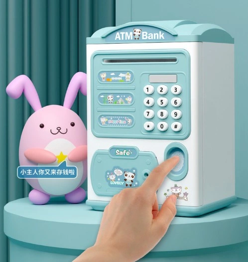 Parmak İzi Görünümlü Elektronik Şifreli Otomatik Kağıt Para Alan Atm Kumbara 5256