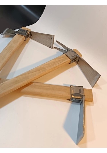 Sürmene Makas Çeliği 3lü Set Paltalı, Düz, Çatallı Kazma Seti Bahçe Tarla Hobi 45cm Profesyonel