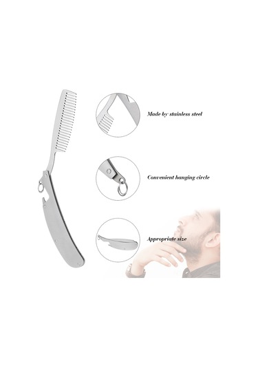 Suofeng Pratik Paslanmaz Çelik Sakal Tarak - Cep Boyu Erkek Bakım Aracı